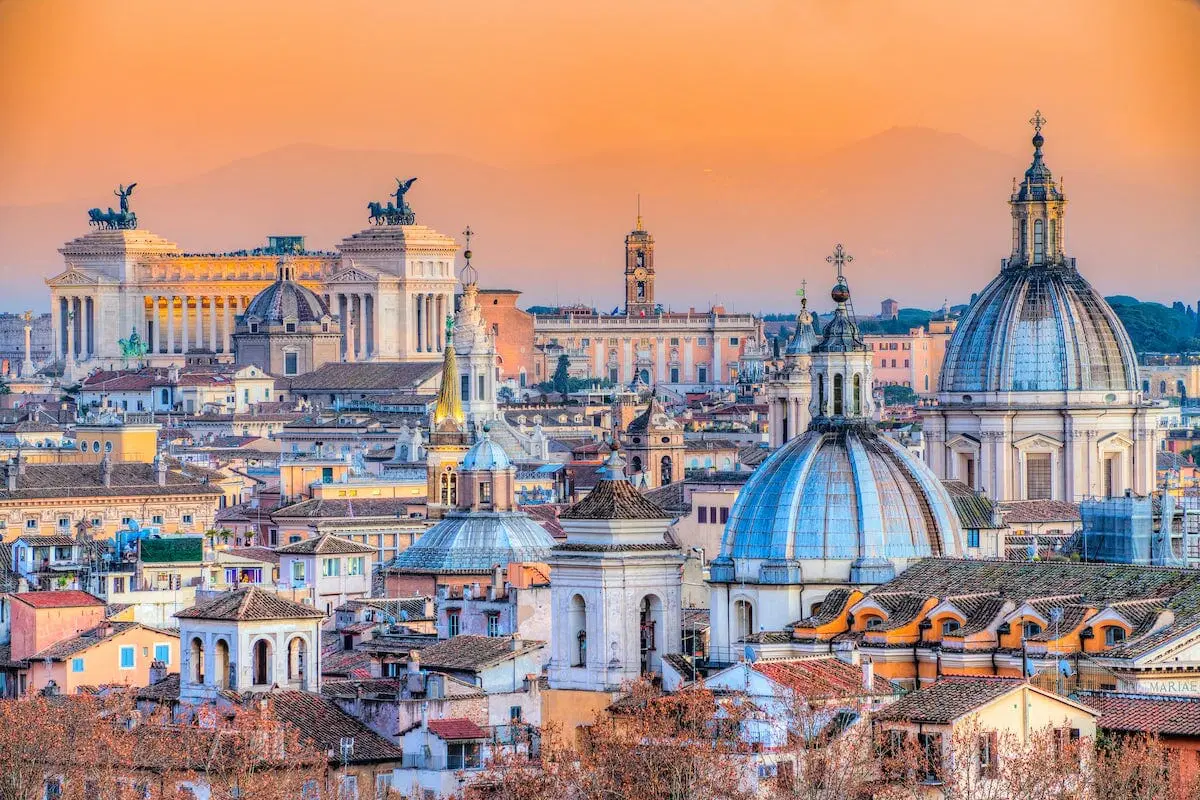 Panoramic view of central Rome from the Janiculum Hill